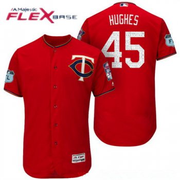 Men's Minnesota Twins #45 Phil Hughes Red 2017 Spring Training Stitched MLB Majestic Flex Base Jersey