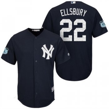 Men's New York Yankees #22 Jacoby Ellsbury Navy Blue 2017 Spring Training Stitched MLB Majestic Cool Base Jersey