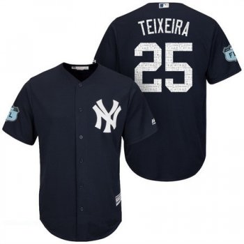 Men's New York Yankees #25 Mark Teixeira Navy Blue 2017 Spring Training Stitched MLB Majestic Cool Base Jersey