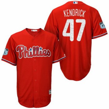 Men's Philadelphia Phillies #47 Howie Kendrick Red 2017 Spring Training Stitched MLB Majestic Cool Base Jersey