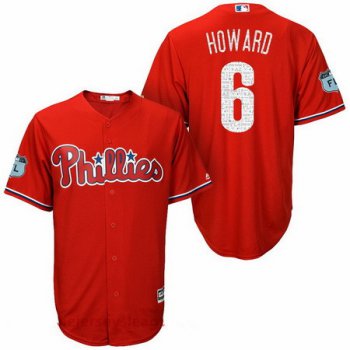 Men's Philadelphia Phillies #6 Ryan Howard Red 2017 Spring Training Stitched MLB Majestic Cool Base Jersey