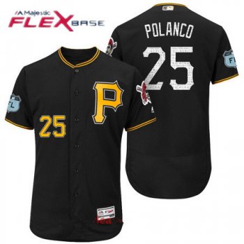 Men's Pittsburgh Pirates #25 Gregory Polanco Black 2017 Spring Training Stitched MLB Majestic Flex Base Jersey
