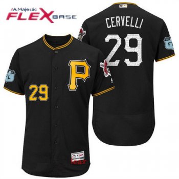 Men's Pittsburgh Pirates #29 Francisco Cervelli Black 2017 Spring Training Stitched MLB Majestic Flex Base Jersey