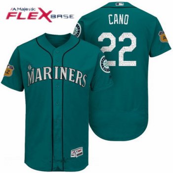 Men's Seattle Mariners #22 Robinson Cano Teal Green 2017 Spring Training Stitched MLB Majestic Flex Base Jersey