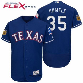 Men's Texas Rangers #35 Cole Hamels Royal Blue 2017 Spring Training Stitched MLB Majestic Flex Base Jersey