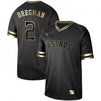 Astros #2 Alex Bregman Black Gold Authentic Stitched Baseball Jersey