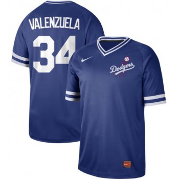 Dodgers #34 Fernando Valenzuela Royal Authentic Cooperstown Collection Stitched Baseball Jersey
