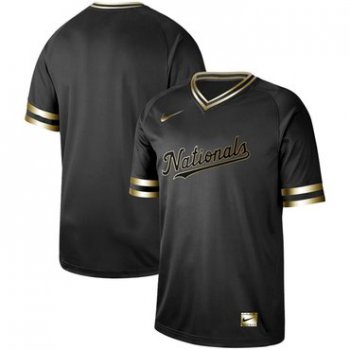 Nationals Blank Black Gold Authentic Stitched Baseball Jersey