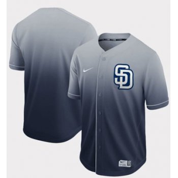 Padres Blank Navy Fade Authentic Stitched Baseball Jersey