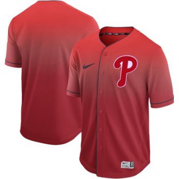 Phillies Blank Red Fade Authentic Stitched Baseball Jersey