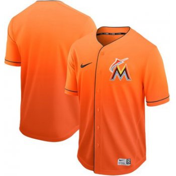 marlins Blank Orange Fade Authentic Stitched Baseball Jersey