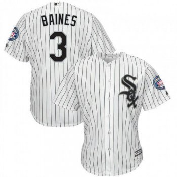 Men's Chicago White Sox 3 Harold Baines White 2019 Hall of Fame Induction Patch Cool Base Jersey
