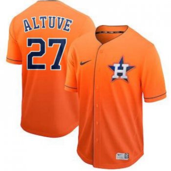 Men's Houston Astros 27 Jose Altuve Orange Drift Fashion Jersey