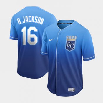 Men's Kansas City Royals 16 Bo Jackson Blue Drift Fashion Jersey