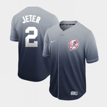 Men's New York Yankees 2 Derek Jeter Gray Drift Fashion Jersey