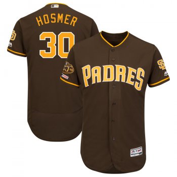 Men's San Diego Padres 30 Eric Hosmer Brown 50th Anniversary and 150th Patch FlexBase Jersey