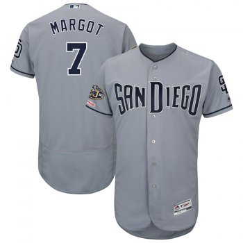 Men's San Diego Padres 7 Manuel Margot Gray 50th Anniversary and 150th Patch FlexBase Jersey