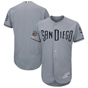 Men's San Diego Padres Blank Gray 50th Anniversary and 150th Patch FlexBase Jersey