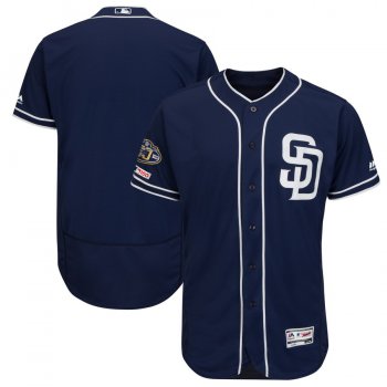 Men's San Diego Padres Blank Navy 50th Anniversary and 150th Patch FlexBase Jersey