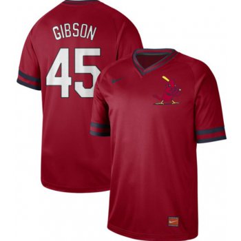 Men's St. Louis Cardinals #45 Bob Gibson Red Authentic Cooperstown Collection Stitched Baseball Jersey