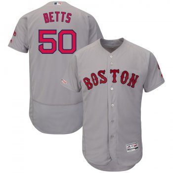 Men's Boston Red Sox 50 Mookie Betts Gray 150th Patch FlexBase Jersey
