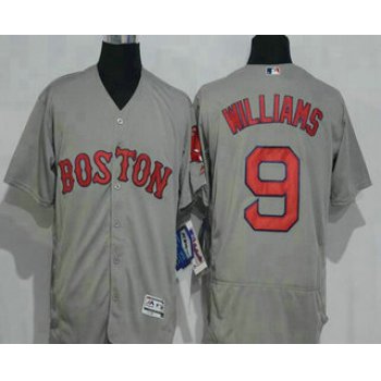 Men's Boston Red Sox #9 Ted Williams Retired Gray Road Stitched MLB 2016 Majestic Flex Base Jersey