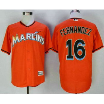 Men's Miami Marlins #16 Jose Fernandez Orange Stitched MLB Majestic Cool Base Jersey