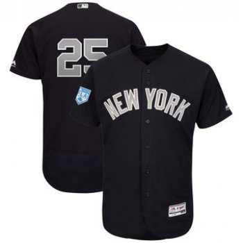 Men's New York Yankees 25 Gleyber Torres Majestic Navy Alternate 2019 Spring Training Flex Base Player Jersey