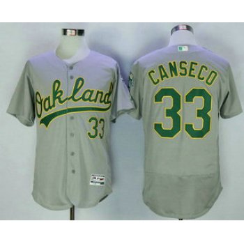 Men's Oakland Athletics #33 Jose Canseco Retired Gray Road Stitched MLB 2016 Majestic Flex Base Jersey