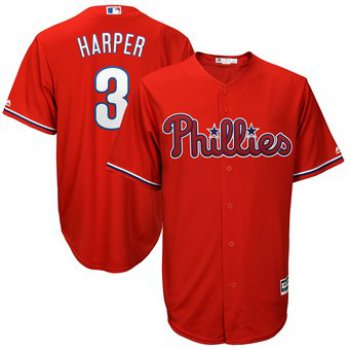 Men's Philadelphia Phillies #3 Bryce Harper Red New Cool Base Stitched MLB Jersey