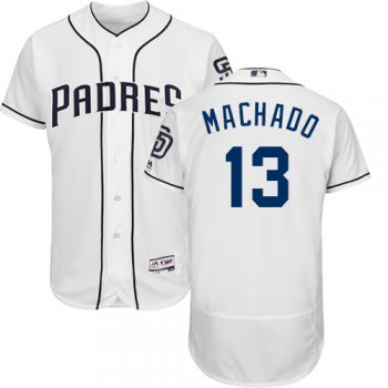 Men's San Diego Padres #13 Manny Machado White Flexbase Authentic Collection Stitched Baseball Jersey
