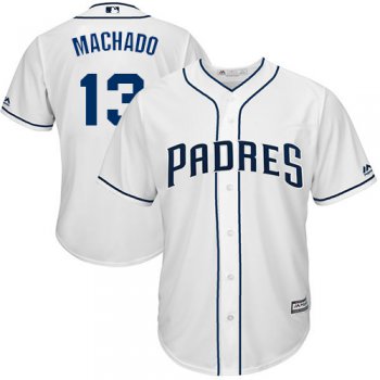 Men's San Diego Padres #13 Manny Machado White New Cool Base Stitched Baseball Jersey