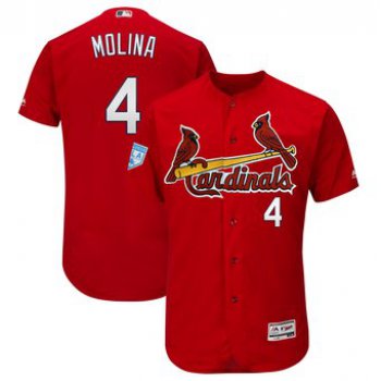 Men's St. Louis Cardinals 4 Yadier Molina Majestic Scarlet 2019 Spring Training Flex Base Player Jersey