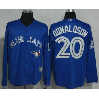 Men's Toronto Blue Jays #20 Josh Donaldson Blue Alternate Long Sleeve New Cool Base Jersey