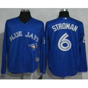 Men's Toronto Blue Jays #6 Marcus Stroman Blue Alternate Long Sleeve New Cool Base