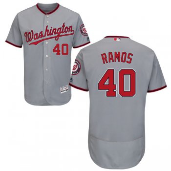 Men's Washington Nationals #40 Wilson Ramos Majestic Road Gray Flex Base Authentic Collection Baseball Jersey
