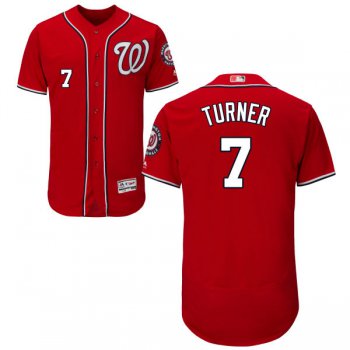 Men's Washington Nationals #7 Trea Turner Majestic Red Alternate xFlex Base Authentic Collection Baseball Jersey