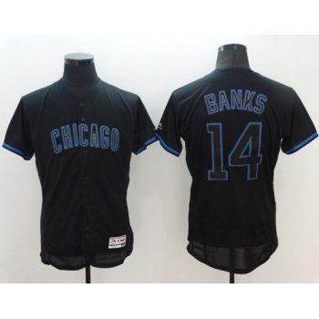 Cubs #14 Ernie Banks Black Fashion Flexbase Authentic Collection Stitched MLB Jersey