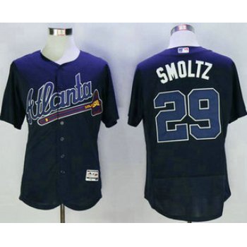 Men's Atlanta Braves #29 John Smoltz Retired Navy Blue Road Stitched MLB 2016 Majestic Flex Base Jersey