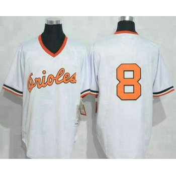 Men's Baltimore Orioles #8 Cal Ripken White Pullover Throwback Jersey By Mitchell & Ness