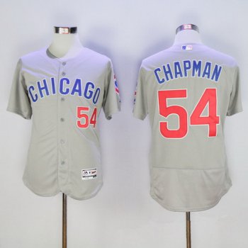 Men's Chicago Cubs #54 Aroldis Chapman Gray Road Stitched MLB 2016 Majestic Flex Base Jersey