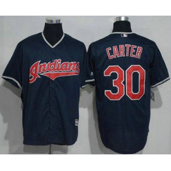 Men's Cleveland Indians #30 Joe Carter Retired Navy Blue Stitched MLB Majestic Cool Base Jersey
