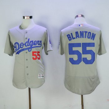 Men's Los Angeles Dodgers #55 Joe Blanton Gray 2016 Flexbase Majestic Baseball Jersey
