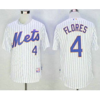 Men's New York Mets #4 Wilmer Flores White Home Stitched 2015 MLB Cool Base Jersey