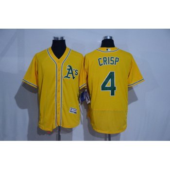 Men's Oakland Athletics #4 Coco Crisp Yellow 2016 Flex Base Majestic Stitched MLB Jersey