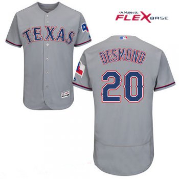 Men's Texas Rangers #20 Ian Desmond Gray Road 2016 Flex Base Majestic Stitched MLB Jersey
