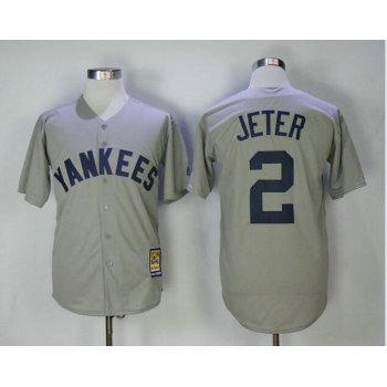 New York Yankees 2 Derek Jeter Majestic Gray Road Cool Base Cooperstown Collection Player Jersey