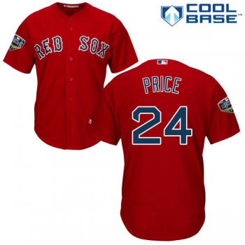 Red Sox #24 David Price Red New Cool Base 2018 World Series Stitched MLB Jersey