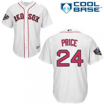 Red Sox #24 David Price White New Cool Base 2018 World Series Stitched MLB Jersey