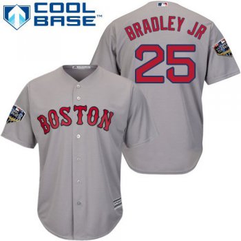 Red Sox #25 Jackie Bradley Jr Grey New Cool Base 2018 World Series Stitched MLB Jersey